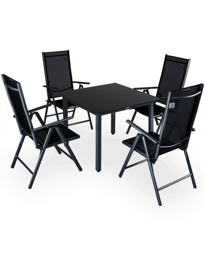 Alu Sitzgruppe Bern 5-tlg Anthrazit Glas