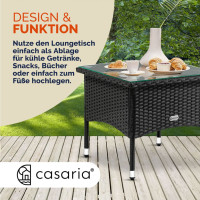 Polyrattan Beistelltisch | Schwarz | 58x58x42cm | Glasplatte | Outdoor