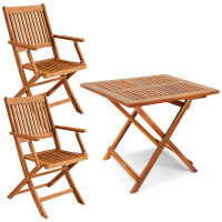 Sitzgruppe 3-tlg. | FSC® Akazienholz massiv | Natur / Braun