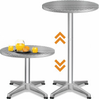 2in1 Bistro Table | Alu Silver Ø60cm | Height Adjustable | Weatherproof