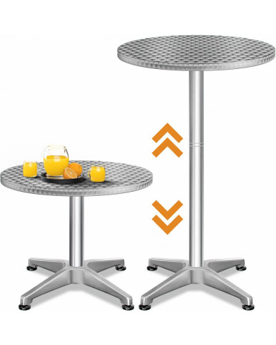 Bistrotisch Aluminium Silber höhenverstellbar