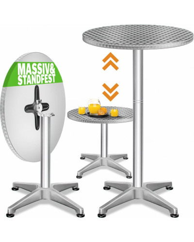 Bistrotisch Aluminium Silber höhenverstellbar 60 Zentimeter
