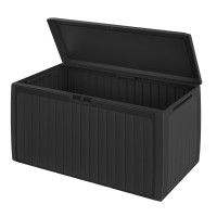 Gartenbox | Board Plus | 290L | Anthrazit | Paneeloptik | mit Rollen