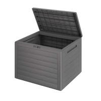 Auflagenbox | Lille | 190L | Grau | Holzoptik | Wetterfest