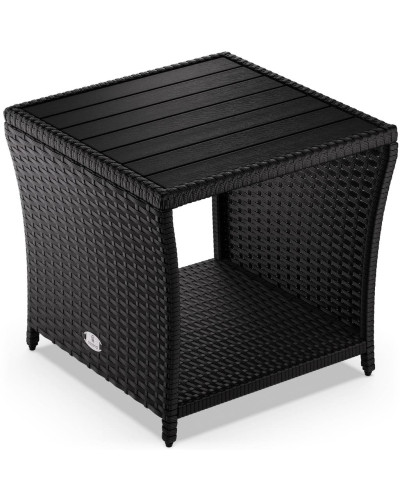 Beistelltisch Polyrattan Kunststoff Schwarz 45 Zentimeter