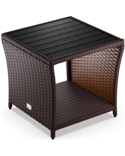 Beistelltisch Polyrattan Kunststoff Grau 45 Zentimeter