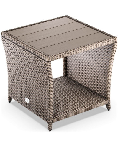 Beistelltisch Polyrattan Kunststoff Grau 45 Zentimeter