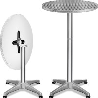 Bar Table Set of 2 | Alu Silver Ø60cm | Folding & Adjustable