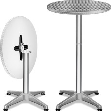 Stehtisch 2er-Set | Alu Silber Ø60cm | Klappbar & Höhenverstellbar