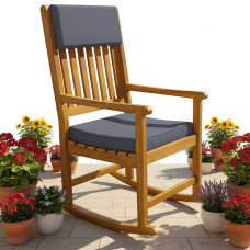 Schaukelstuhl | Akazienholz Massiv | Kissen Anthrazit 107cm