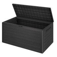 Garden Storage Box | Woody | 280L | Anthracite | Wood Look | Waterproof