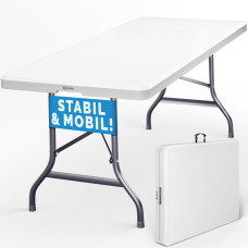Klapptisch Kofferfunktion | Kunststoff Weiß | 183x76cm | Outdoor