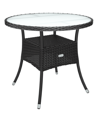 Polyrattan Tisch Eckig Schwarz 80 mal 80 Zentimeter