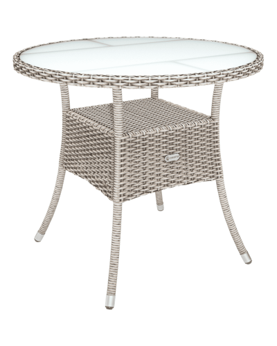 Polyrattan Tisch Eckig Creme 80 mal 80 Zentimeter