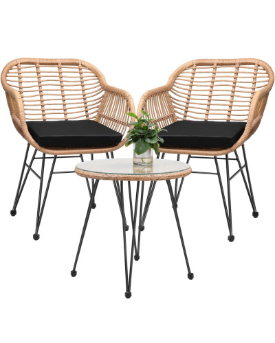 Polyrattan Garden Set Bali 3-Piece Natural