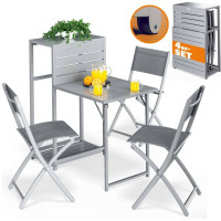 4pc Metal Furniture Set | Grey | Folding & Weatherproof | Outdoor