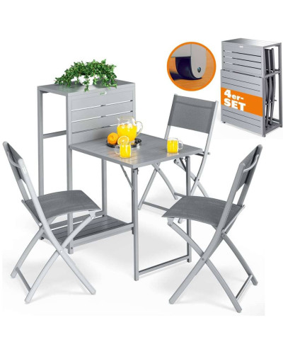 Garten-Sitzgruppe Metall 4-tlg klappbar