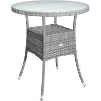 Round Polyrattan Table | Grey Ø60cm | Frosted Glass | Outdoor