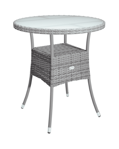 Polyrattan Tisch Bistro Rund Grau 60 Zentimeter