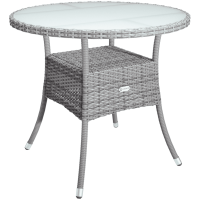 Polyrattan Tisch eckig | Grau 80x80cm | Milchglas-Platte | Outdoor
