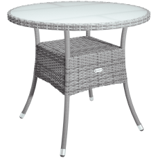 Polyrattan Tisch eckig | Grau 80x80cm | Milchglas-Platte | Outdoor