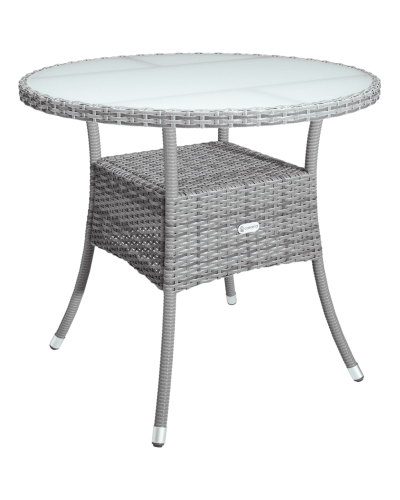 Polyrattan Tisch Eckig Grau 80 mal 80 Zentimeter