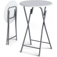 Stehtisch 2er-Set Ø60cm klappbar Holzdekor Weiß