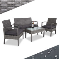 Polyrattan Lounge-Set | 4-tlg. | Wetterfest | Grau/Anthrazit