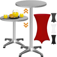 Alu Stehtisch höhenverstellbar Ø60cm mit Husse Rot