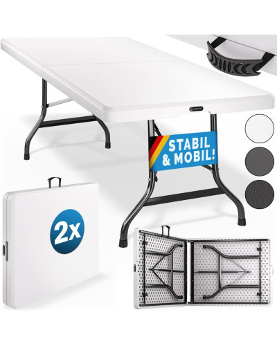 Klapptisch zwei Stück Set Weiß 183 Zentimeter Koffer