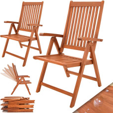 Klappstuhl Set 2er | Eukalyptus Holz FSC | 5 Positionen verstellbar