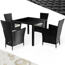 Polyrattan Sitzgruppe | Riga | 5-tlg. | WPC-Tischplatte | Schwarz