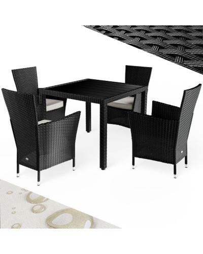 Gartenmöbel Set 5-tlg. Polyrattan WPC-Tisch Riga