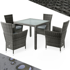 Balkonset | Bali | 5-tlg. Polyrattan | Grau/Anthrazit
