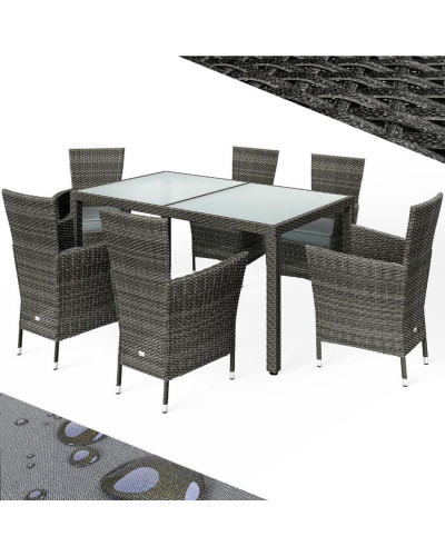 Gartenmöbel Set 7-tlg. Polyrattan Grau Anthrazit