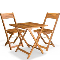 3pc Bistro Set | Acacia Wood | Folding & Weatherproof | Brown