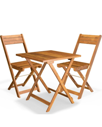 Folding Acacia Wood Bistro Set 3-Piece