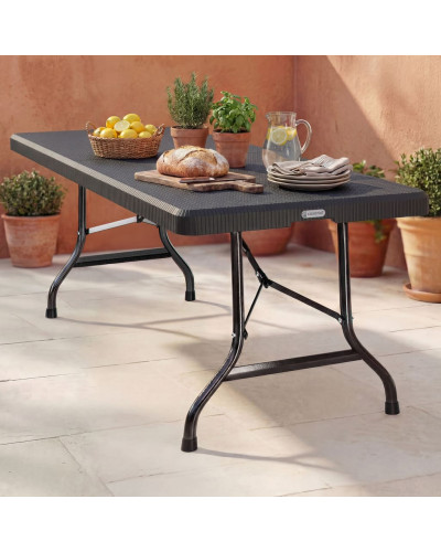 Gartentisch Rattan Optik 180 Zentimeter Schwarz