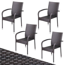 Stapelstuhl Comfort 4er Set | Polyrattan Braun | Robust