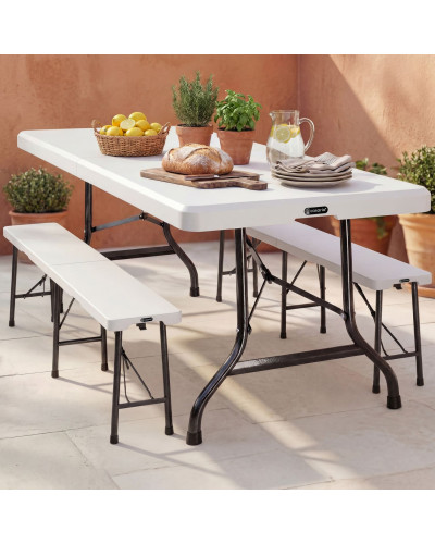 3-Piece Folding Beer Tent Set 183cm White Plastic HDPE