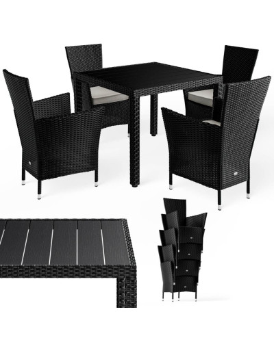 Gartenmöbel Set 5-tlg. Polyrattan WPC-Tisch Riga