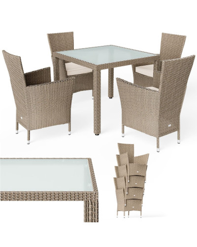 Balkonset 5-tlg. Polyrattan Bali Platzsparende Gruppe
