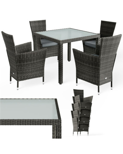 Balkonset 5-tlg. Polyrattan Bali Platzsparende Gruppe