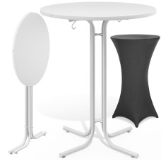 Stehtisch Weiß Ø70cm inklusive Stehtischhusse Grau