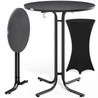 Bar Table Set | Grey Ø70cm | Includes Black Stretch Cover