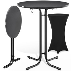 Stehtisch-Set | Grau Ø70cm | Inkl. Stehtischhusse Schwarz