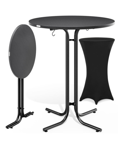 Stehtisch Set mit Husse Schwarz Durchmesser 70 Zentimeter