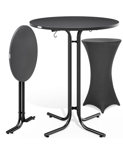 Stehtisch Set mit Husse Anthrazit Durchmesser 70 Zentimeter