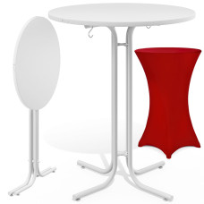 Stehtisch Weiß Ø70cm inklusive Stehtischhusse Rot
