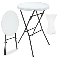Professional Folding Bar Table White Ø72cm with White Cover